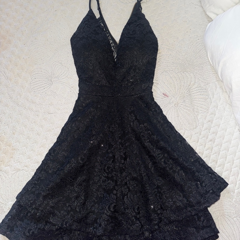 Honey and Rosie Black Lace Mini Dress